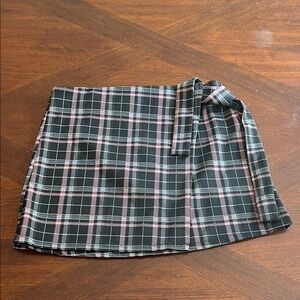 Love Tree Black and Pink Plaid Mini Skirt